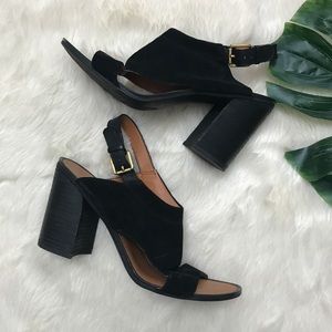 Franco Sarto open toe sling back chunky heel shoes